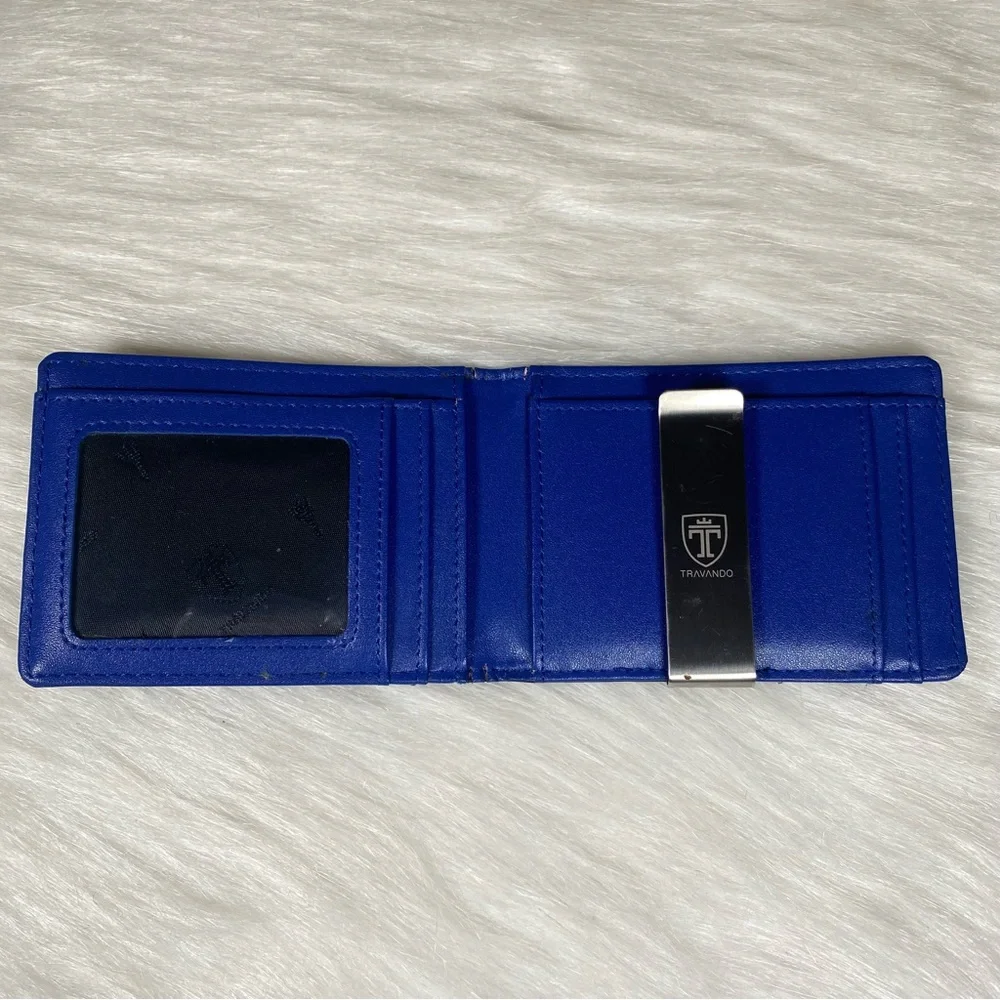 Mens Travando Slim Wallet with Money Clip Black And Blue